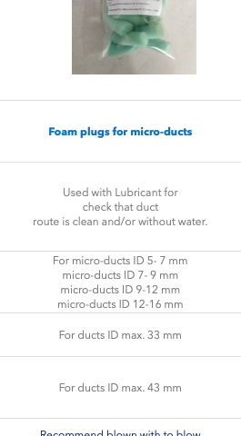 Foam plugs for micro-ducts