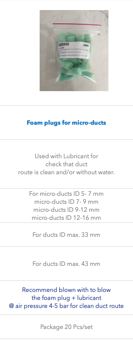 Foam plugs for micro-ducts